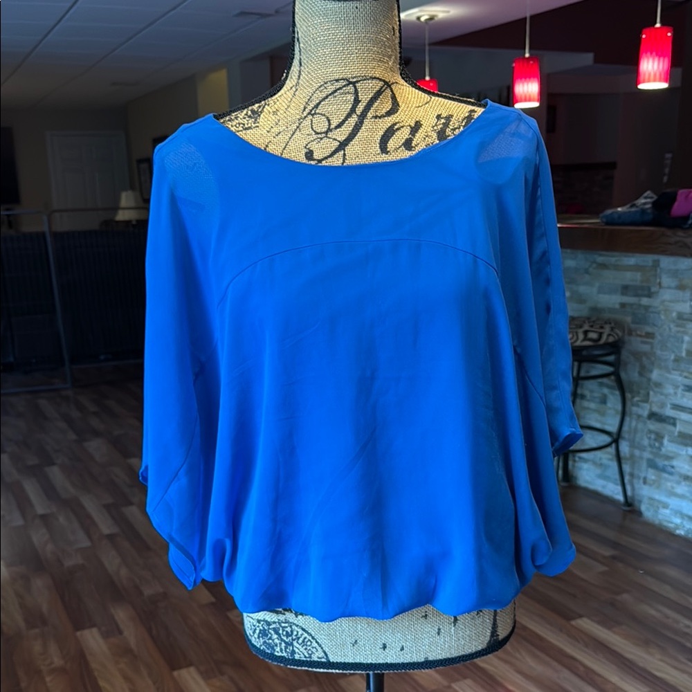 Express size small blue batwing sleeves blouse